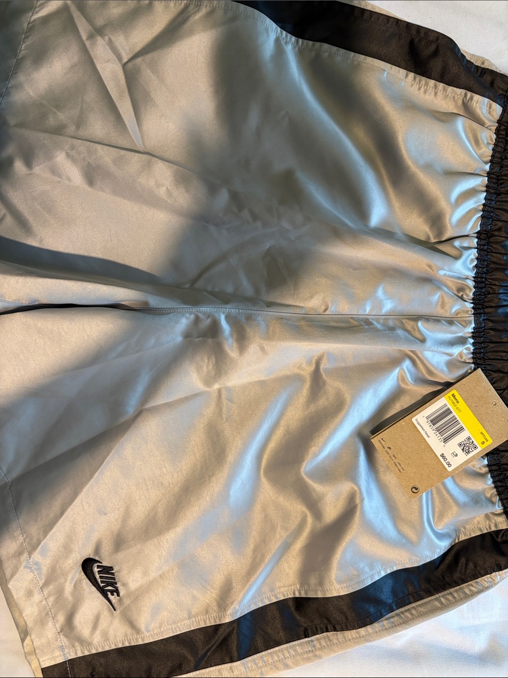 Nike Silver Athletic Shorts with Black Accents
